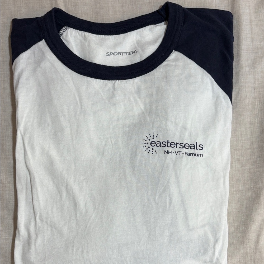 Sport-Tek Men's White and Navy Raglan Tee XL